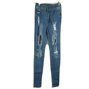 BOB Ripped Destroyed Jeans Women Juniors Size 3 4 Light Wash Distressed 5 Pocket